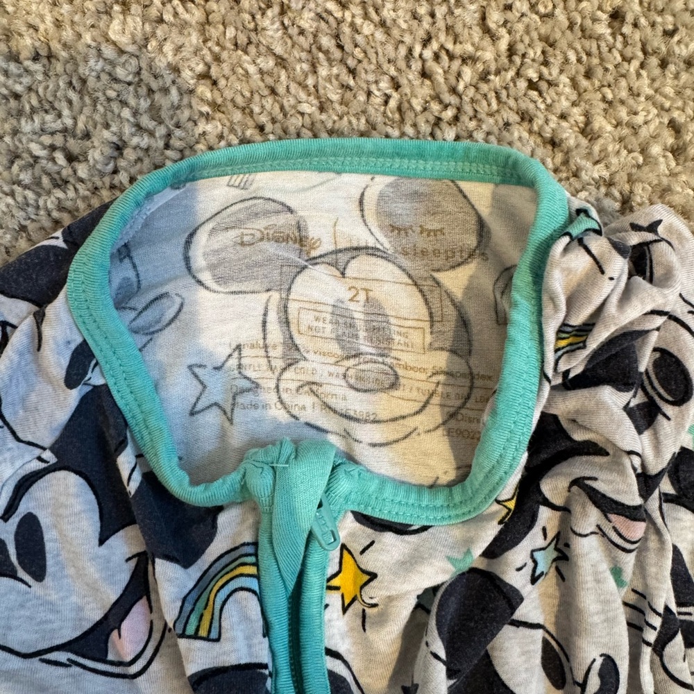 Little Sleepies Mickey Mouse Print Zippie - Picture 2 of 2